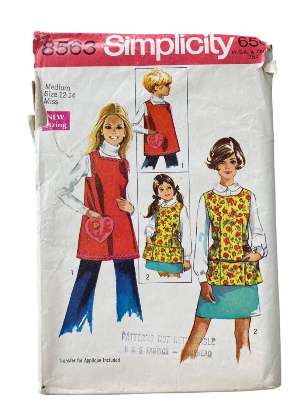 Vintage 60s Simplicity 8563 Sewing Pattern Size 12-14 Medium Misses Aprons CUT